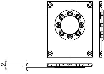 例９の三角法による製作図面（アルミ板 A5052P t2.0＋t1.0 白アルマイト）