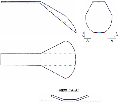 ストリーマーフライ用フライマテリアル・リップウエイト（真鍮板 C2801P t0.3／t0.4 及び アルミ板 A5052P t0.3）の三角法による概略図面