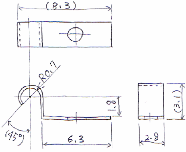 リン青銅試作センサー りん青銅板 C5191P t0.3 の概略図面・形状