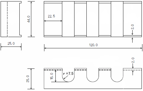 コイル余熱ブロック 黄銅（真鍮厚板 C2801P）の概略図面