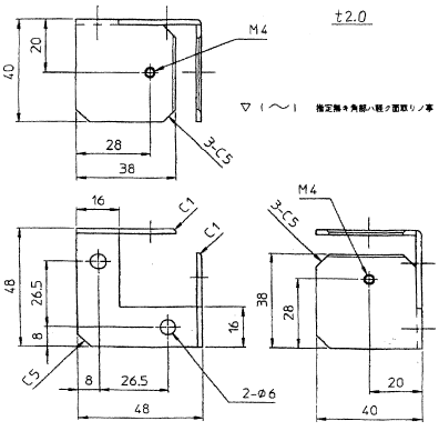 作図例３：三角法による図面作成の例